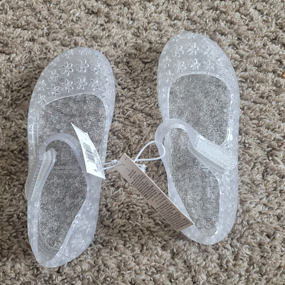 NWT OLD NAVY Kids Clear Floral Jelly Shoes Size 8